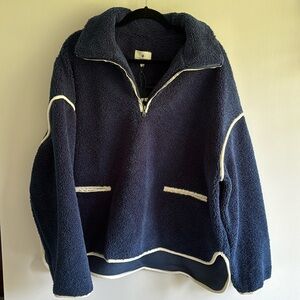 Tuckernuck Navy Rhodes Shearling Quarter Zip